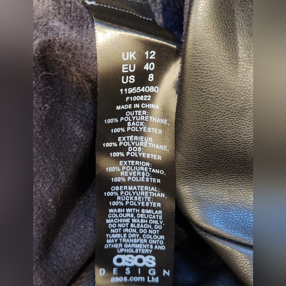 ASOS DESIGN Hourglass Faux Leather Cigarette Pants, Black, Size US 8 - Picture 5 of 6